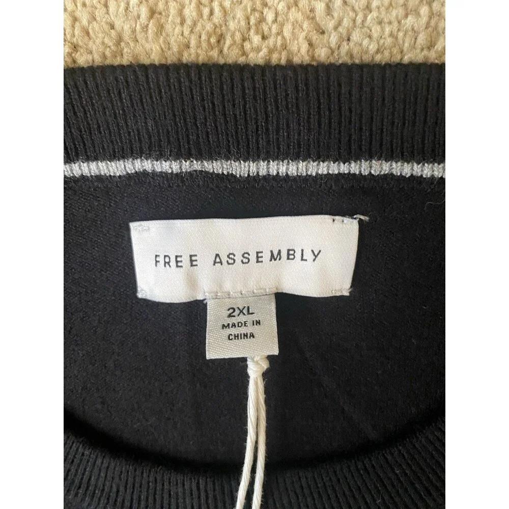 NWT Free Assembly Men's Everyday Crewneck Sweater Knit Pullover Size 2XL Black